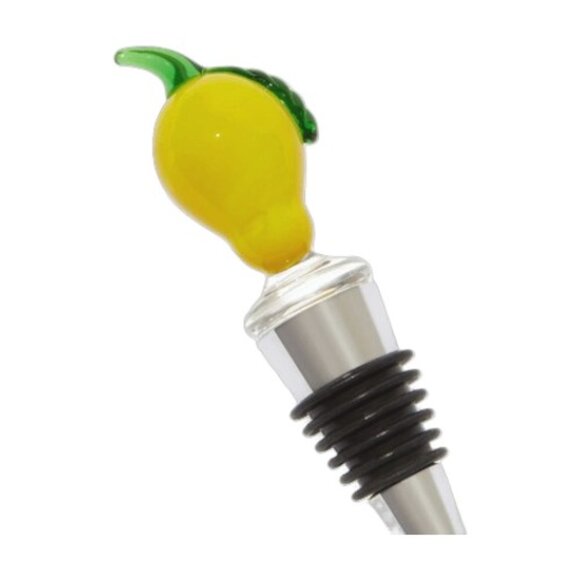 Sandra Alexandra Glass Bottle Stoppers 2pk-Red & Yellow Chilis 5.25" & 4.5" NEW - Picture 3 of 4